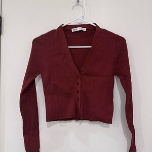 Zara Women's Deep Red Top